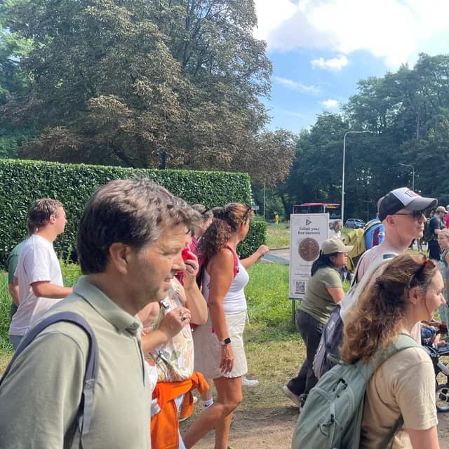 The Souvenirs team, with their children, on the march